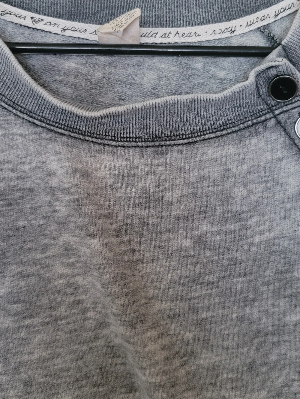 Vintage Y2K Roxy Lightweight Gray Button Shoulder Sweatshirt Size Small